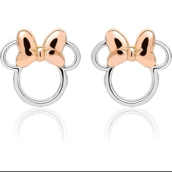 Disney Jewelry - 💛 Disney Gold Plated 925 Silver Minnie Mouse Earrings